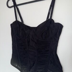 Black Ruched Bustier Top